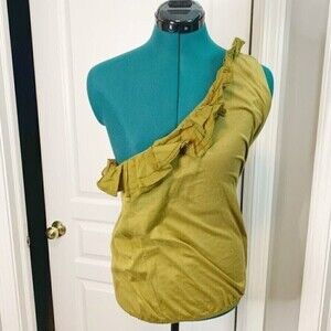 J. Crew NWT One Shoulder Ruffle Summer Casual Lightweight Cotton Top